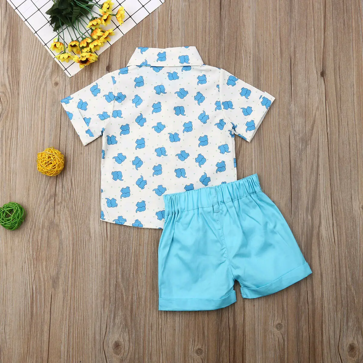 Г. Комплект одежды для маленьких мальчиков, летняя одежда с принтом слона хлопковая рубашка с рисунком+ джинсовые шорты комплект одежды для маленьких детей