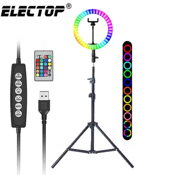

10 inch RGB Ring Light With Tripod Phone Clip Selfie Colorful Photography Lighting for Studio Vlogging YouTube Short Video Live