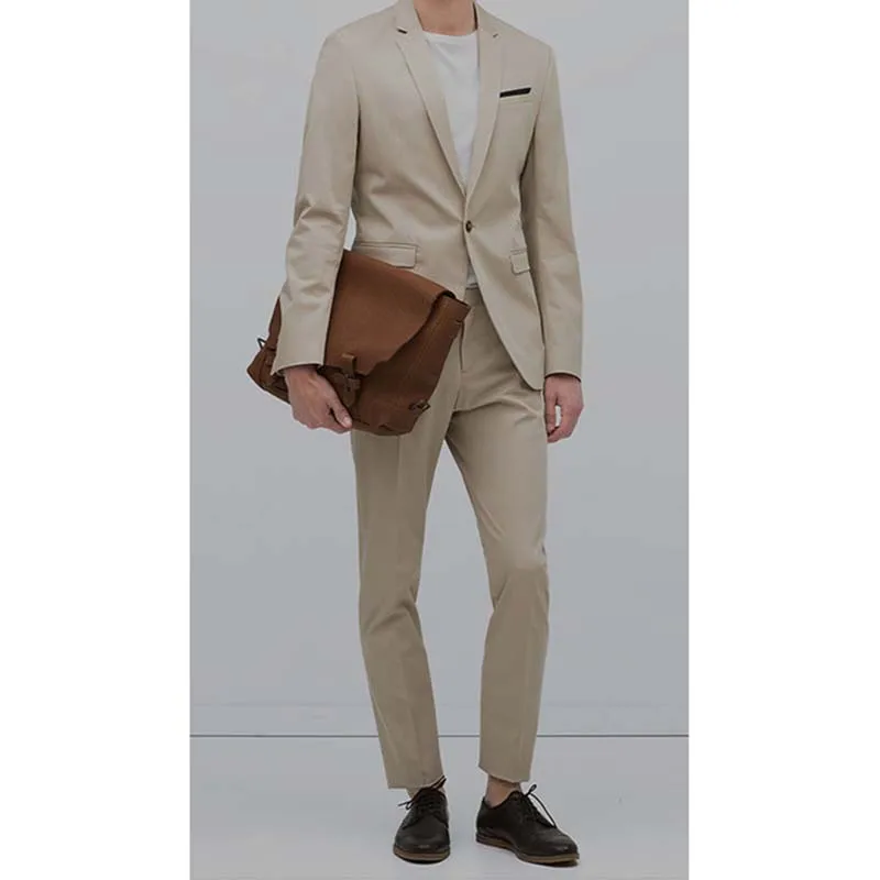 

Men Cotton Blazer With Pants Custom Made Costume Homme Men Blazer suit Slim Fit Tailored Mens Suits With Pants Men Wedding Suit