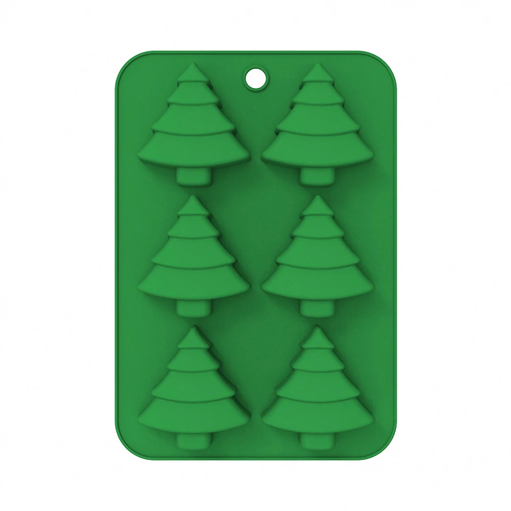 3D Christmas Tree Silicone Baking Mold DIY 6-Cavity Xmas Mousse Fondant Mould Cake Decorating Tools