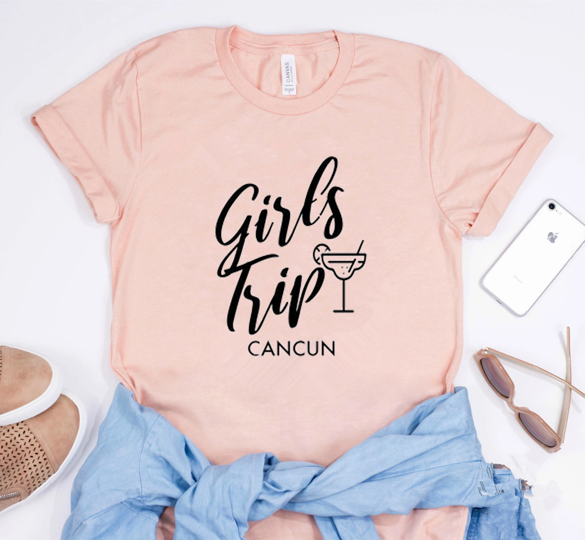 New Funny Girls Trip Shirt Choose Destination Tee Vacay Mode Shirt Girls Weekend T Tops Ladys Fashion Cotton T-shirt