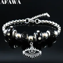 Мода глаза бисера браслет из нержавеющей стали Шарм для женщин черный цвет цепи ювелирные изделия-ожерелья mujerr B18573