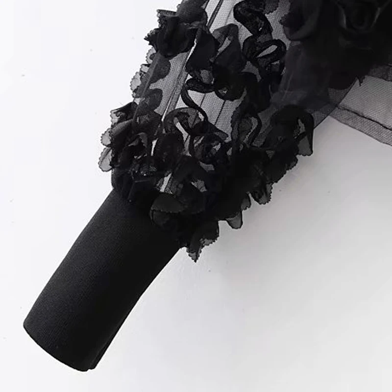 Fandy lokar, женские футболки со стоячим воротником, модные, из вуали, из кусков, Прозрачные топы, для женщин, элегантный пуловер, футболки для женщин, для девушек, JH