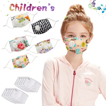 

For Children Mouth Unisex Cotton Face Cover Anime with 2pcs filters For Cycling Camp Cotton Face Cover Respirator Washable