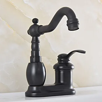 

Black Oil Rubbed Bronze Swivel Spout Single Handle Deck Mounted Bathroom Kitchen Two Holes Basin Sink Faucet Mixer Tap msf832