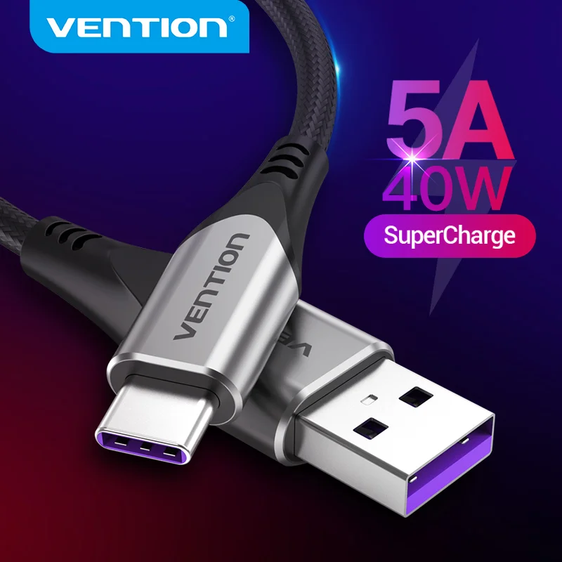 Vention 5A USB C кабель типа для передачи данных Huawei Mate 30 P40 Pro 40W быстрая зарядка Type