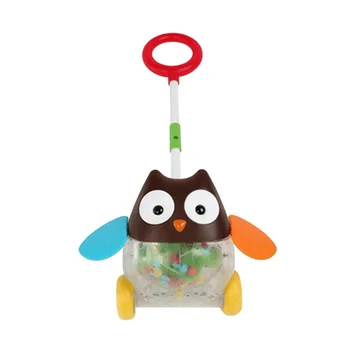 

1pc Multi-functional Baby Walker Trolley Children's Toys Children Folding Cart Adjustment Height Walker(Owl Pattern)