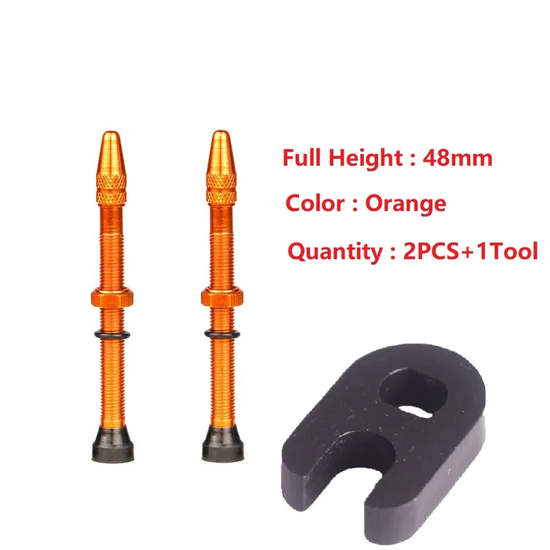 48mm Orange 1 Pair 1 пара 48 мм 60 мм велосипед Presta клапан для дороги MTB велосипед бескамерные шины латунный сердечник сплава стволовых бескамерный герметик совместимая часть - Цвет: 48mm Orange 1 Pair
