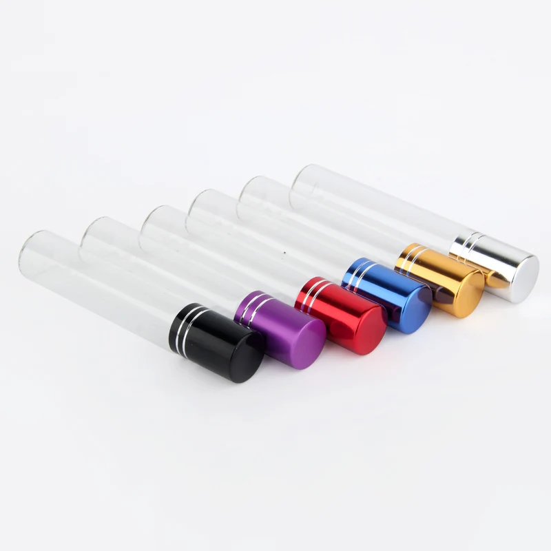 스테인레스 스틸 유리 볼 롤러 유리 에센셜 오일 병, 여행용 유리 향수 롤, 로트 당 100 개, 10ml
