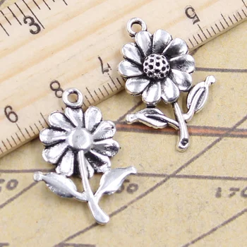 

12pcs Charms Sunflower Flower 27x20mm Tibetan Bronze Silver Color Pendants Crafts Making Findings Handmade Antique DIY Jewelry