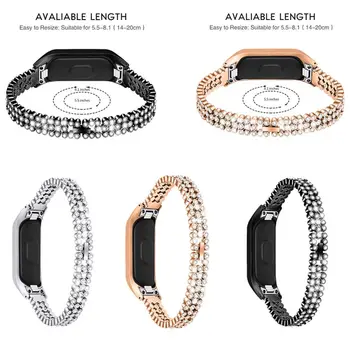 

Metal Watch Band Strap Round Rhinestones Decorative Wristwatch Bracelet Replacement For Samsung Galaxy Fit-e/SM-R375