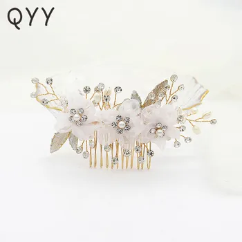 

Flower Pearl Hair Comb Handmade Bridesmaid Rhinestone Hair Accessories Headpiece Jewellery Headpiece Party Wedding