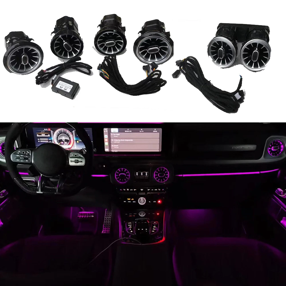 

8/64 цвета для Mercedes-Benz G63 G500 G550 G-Class W464 Светодиодные Автомобильные кондиционеры кондиционера воздуховод Выходная панель турбо отделка светильник