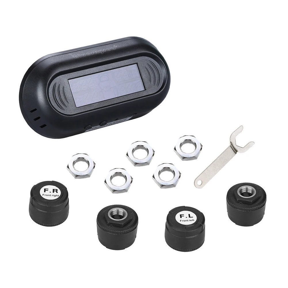 

Smart Car TPMS Auto Tyre Tire Pressure Alarm Monitoring System Solar Power Digital LCD Display External 4 Sensors