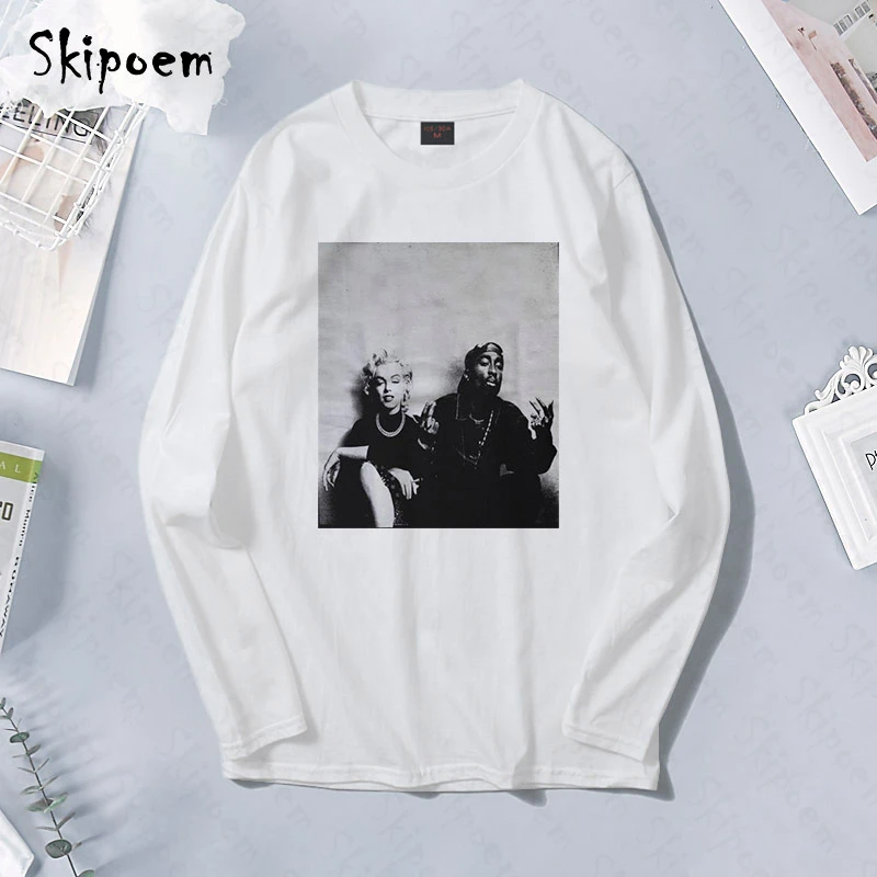Marilyn Monroe &amp 2pac футболка с графическим рисунком Женская винтажная эстетика в стиле