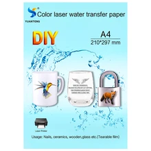 Feuilles de transfert pour tasses en céramique, papier autocollant, glissière d'eau, couleur claire, sans bordure, bricolage, format A4