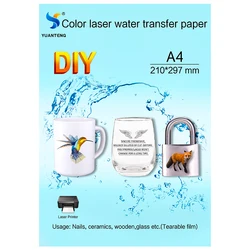 Feuilles de transfert pour tasses en céramique, papier autocollant, glissière d'eau, couleur claire, sans bordure, bricolage, format A4 