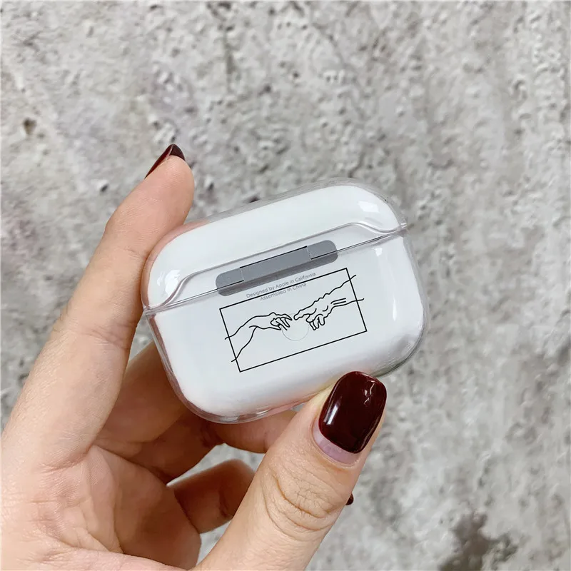 Модный чехол с забавным рисунком пальцев для Apple Airpods Pro прозрачный Твердый Crtystal Air