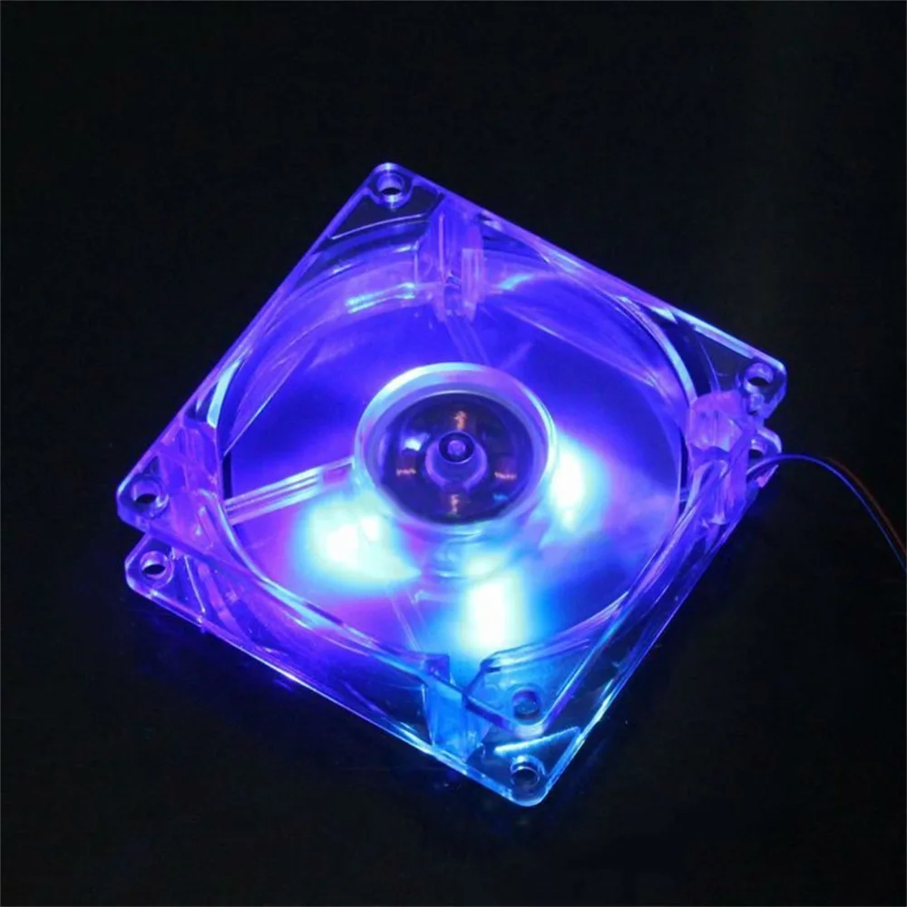 Computer PC Fan 80mm With LED 8025 Silent Cooling Fan 12V LED Luminous Chass clear 