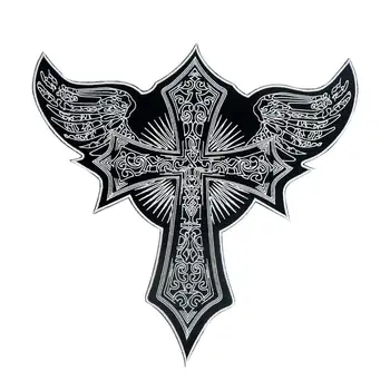 

CROSS WINGS large Embroidered backing punk biker Patches Clothes Stickers Apparel Accessories Badge