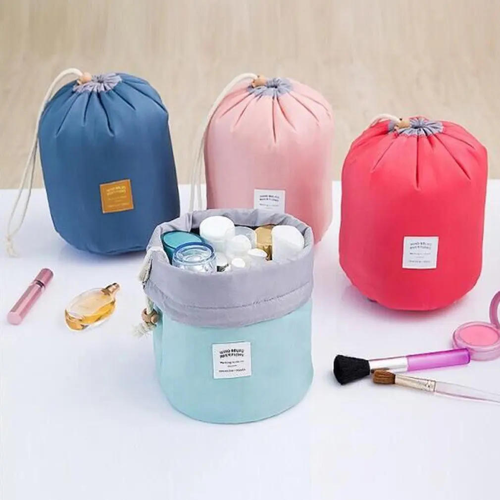 

Large-Capacity Nylon Cylinder Cosmetic Bag Three-Piece Multi-Function Drawstring Wash Bag Portable Travel Storage Bag