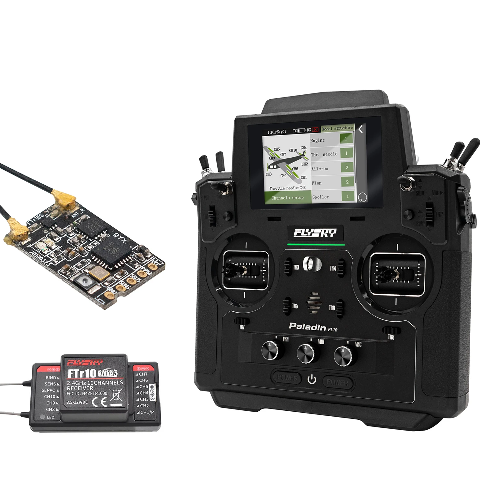 Flysky Paladin PL18 2.4G 18CH Radio Transmitter with FS-FTr10 FTr16S Receiver HVGA 3.5 Inch TFT Touching Screen for RC FPV Drone | Игрушки и
