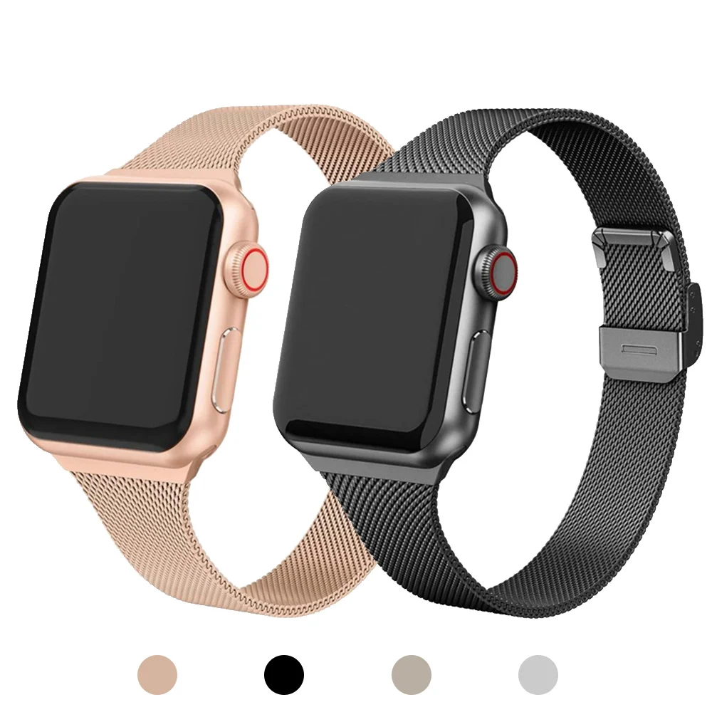 

Milanese strap For Apple Watch band 44mm 40mm iWatch Accessories Silm Stainless steel bracelet Apple watch 6 se 5 4 3 38mm 42mm