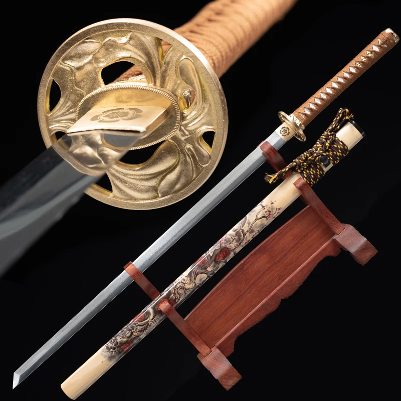 Katanas japonesas de acero plegado, espadas de Catana reales hechas a mano,  espiga completa, espadas Ninjia de 41 pulgadas