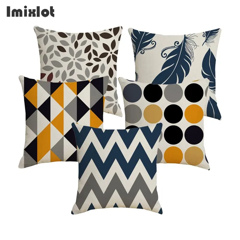 

Fashion Digital Print Cushion Cover Leaf Dotted Geometric Throw Pillow Cover Sofa Bed Decorative Pillowcase 45x45 Home Decor