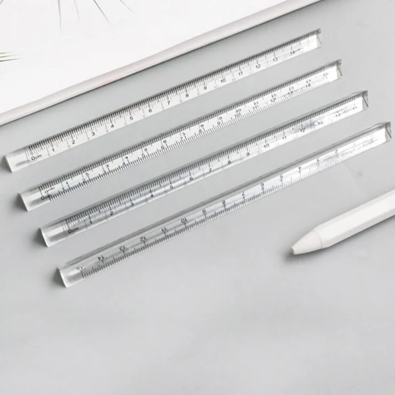 15cm regla recta transparente estudiantes papelería reglas triangulares simples ambos lados acrílico herramientas de medición