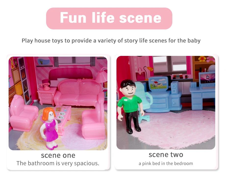 casa de bonecas para feita brinquedo de castelo da casa de bonecas com móveis em miniatura
