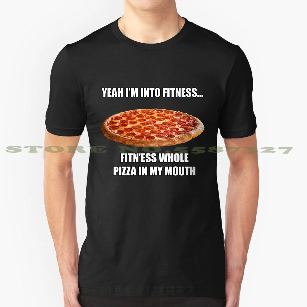 I'M Into Fitness Cool Design Trendy T-Shirt Tee Yeah Im Whole Pizza In My Mouth Funny Punny Ironic Food Pepperoni | Мужская одежда