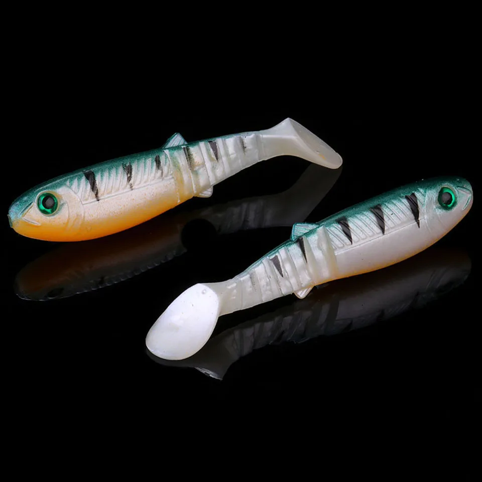 WALK FISH 4 шт./лот Cannibal 80 мм 5,7 г искусственная Мягкая наживка приманка для рыбалки leurre shad силиконовая приманка T Tail воблеры - Цвет: E 5