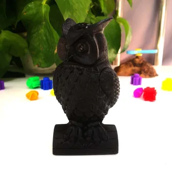 

Wholesale Natural Obsidian Owl High Quality Crystal Hand Carved Healing Quartz Carvings Health Rock For Gift & Home Decor XMF