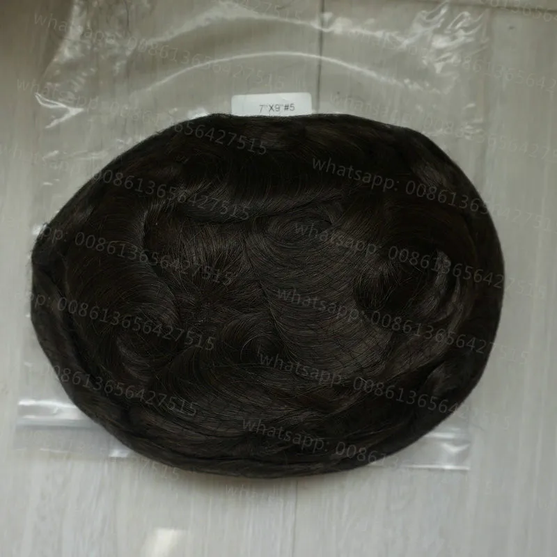 Hstonir 6 шт./партия мужской парик из натуральной кожи индийские волосы парик из натуральных волос H082 - Парик Цвет: 5#