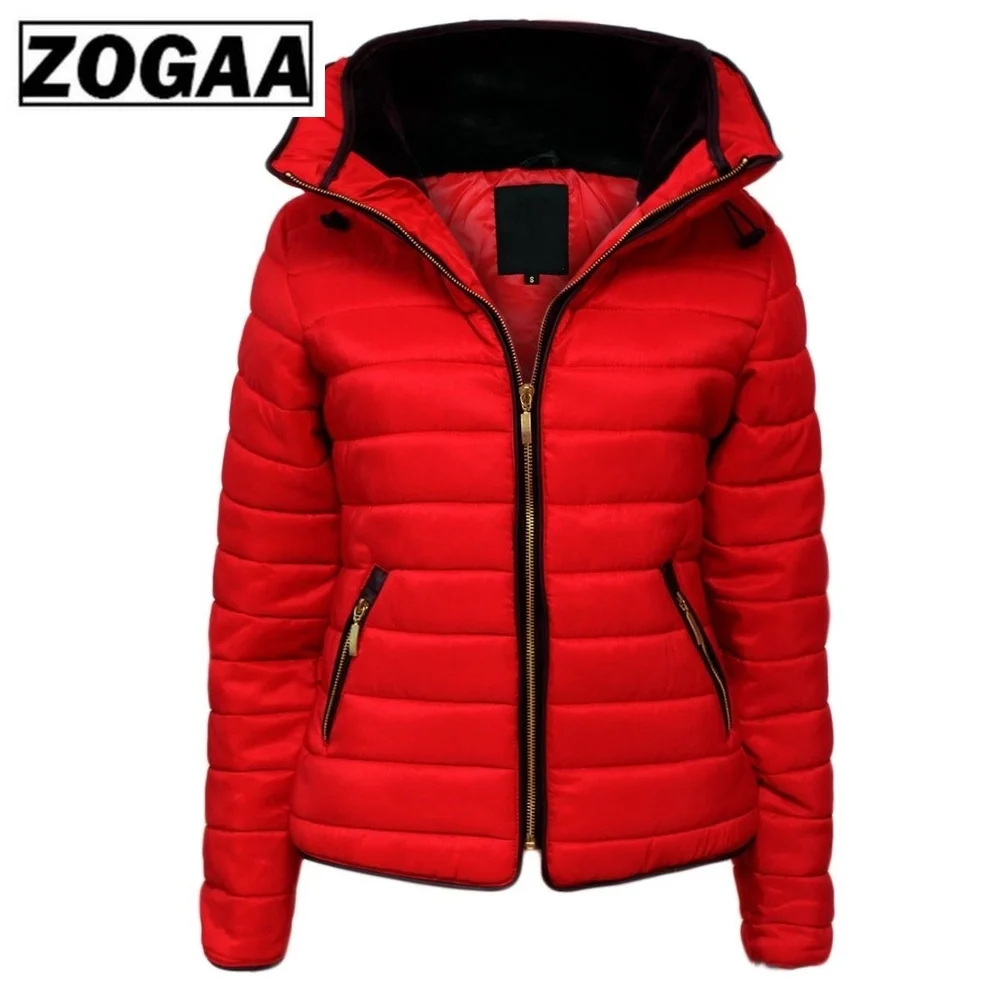 ZOGAA/Лидер продаж, женские пальто, зимняя куртка, парка, женское Брендовое пальто с капюшоном, повседневные, зауженные, одноцветные, зимняя плотная одежда для девочек