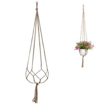 

Handmade Macrame Flower Pot Hanging Basket Knotted Rope Flowerpot Net Bag Horticultural Home Door Balcony Courtyard Garden Decor