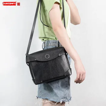 

Retro Genuine Leather Women Box Bag Stereotype Package Female Shoulder Crossbody Bag Small Square Bags Cowhide Vegetable Cowhide