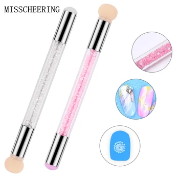 

Double Composition Nail Art Pen Rhinestone Handle Gradient Sponge Brush Head And Silicone Stamper UV Gel Design Manicure Tools