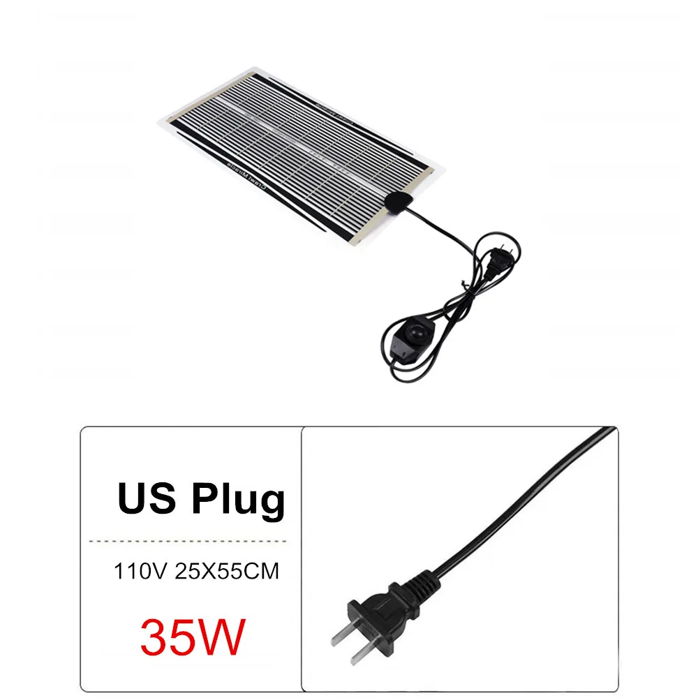 US Plug 110v 35w 5-35 термоковрик для террариума Вт Террариум рептилий тепловой коврик для альпинизма ПЭТ Отопление подкладки с подогревом настраиваемый регулятор температуры коврики рептилий поставки - Цвет: US Plug 110v 35w