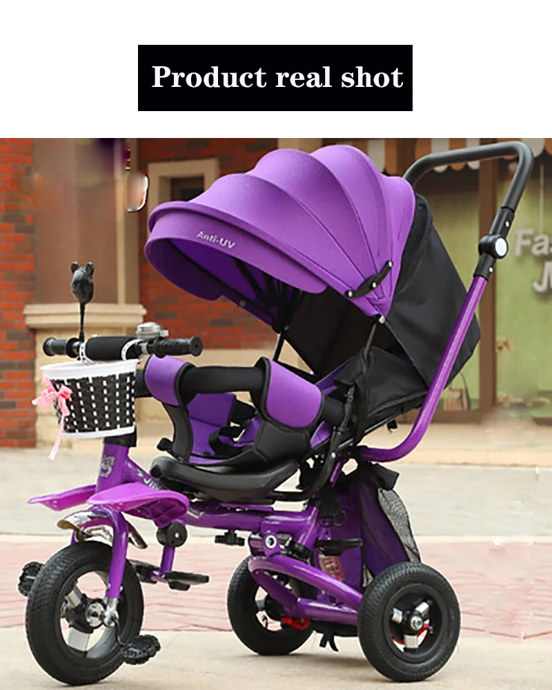 Children's Tricycle Kids Bike Three-wheeled Baby Stroller Infant Tricycle 3 Wheel Bicycle Toddler Trike Boys Girls Birthday Gift