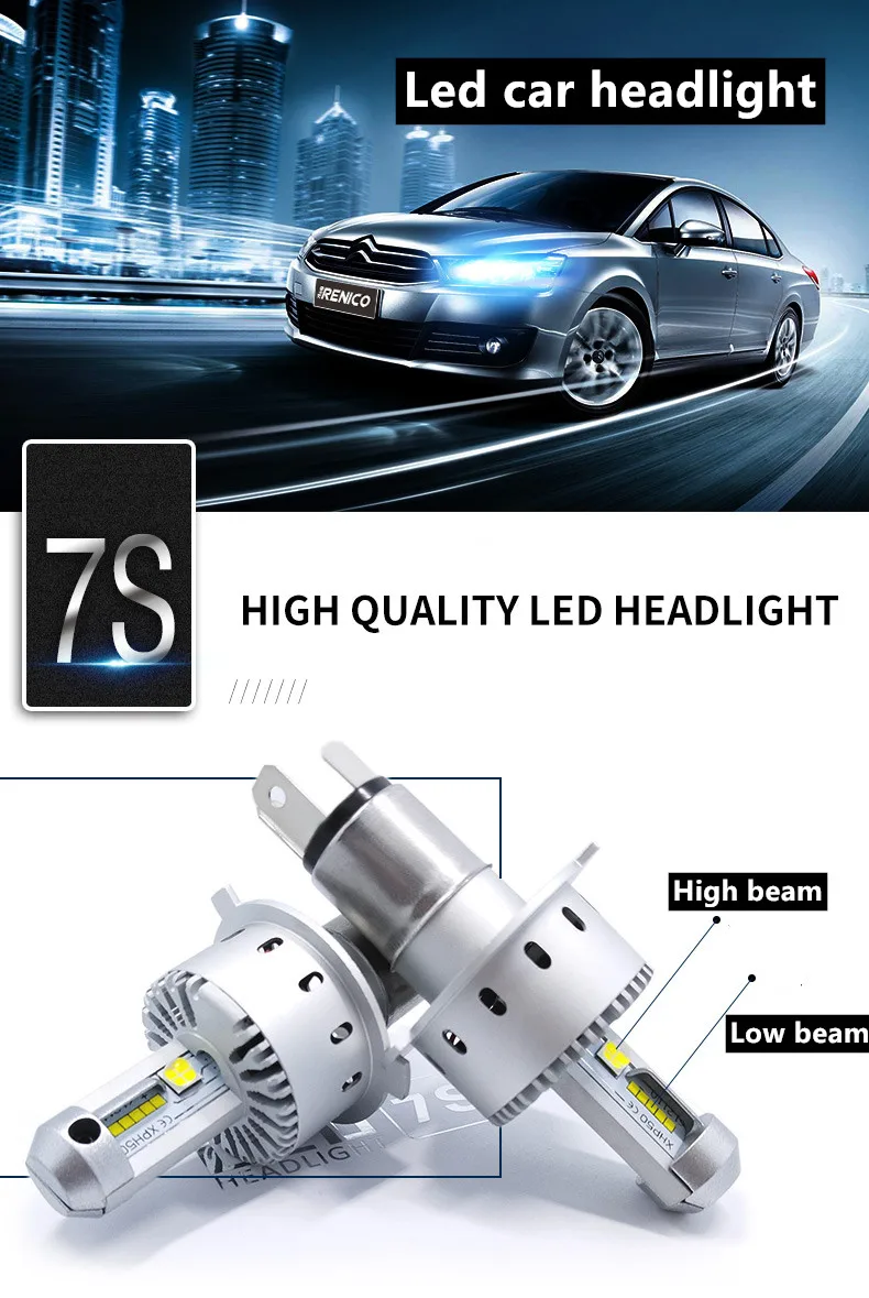 H7 H4 светодиодный фар автомобиля H1 H3 XHP50 чип H8/H11 HB3 HB4 9005 9006 HIR2 9012 80 Вт 16000LM 12V 24V 6000 К Мини авто лампы объектив огни
