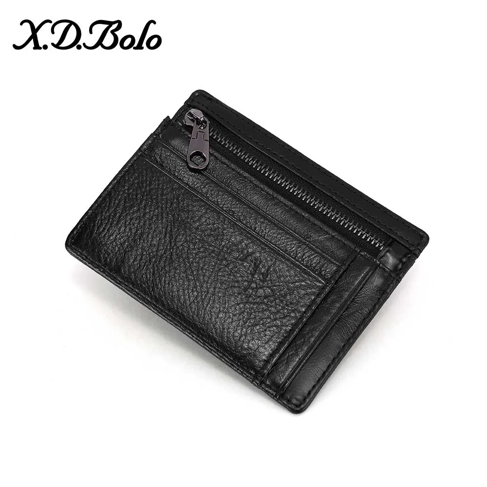 Black XDBOLO кошелек женский маленький кошелек RFID держатель карт из натуральной кожи женский кошелек с карманные бумажники для монет оптом - Цвет: Black