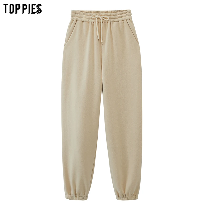 toppies womens fleece pants high waist joggers pants leisure trousers korean style sweatpants causal streetwear