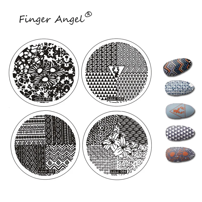 Finger Angel 1 шт. пластины для штамповки ногтей штамп изображения пластырь прекрасный с забавным мультяшным дизайном DIY шаблоны для ногтей круглый Маникюрный Инструмент