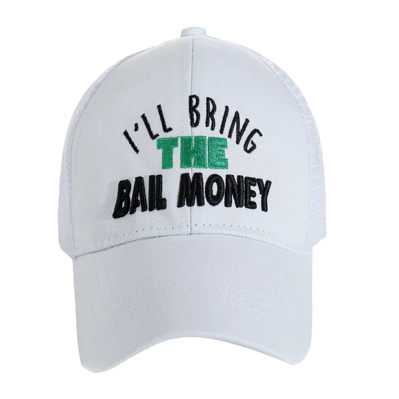 Bring Words Cap Unisex Cotton Adjustable Baseball Cap With High Ponytail Net Cap - Цвет: White