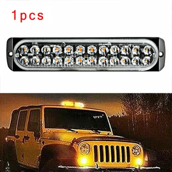 

1PC Black Case + Transparent Lens Amber 24 LED Car Trailer Emergency Warning Hazard Flashing Light Bar Car Light