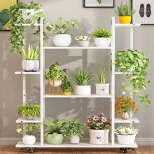 Железная художественная Крытая многоэтажная простая Балконная полка гостиная для заземления мясистый ремень колеса цветочный горшок рама