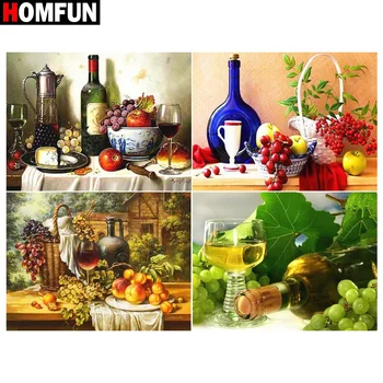 

HOMFUN 5d Diamond Painting Full Square/Round ‘’Red wine fruit grapes" Picture Of Rhinestone DIY Diamond Embroidery Home Decor