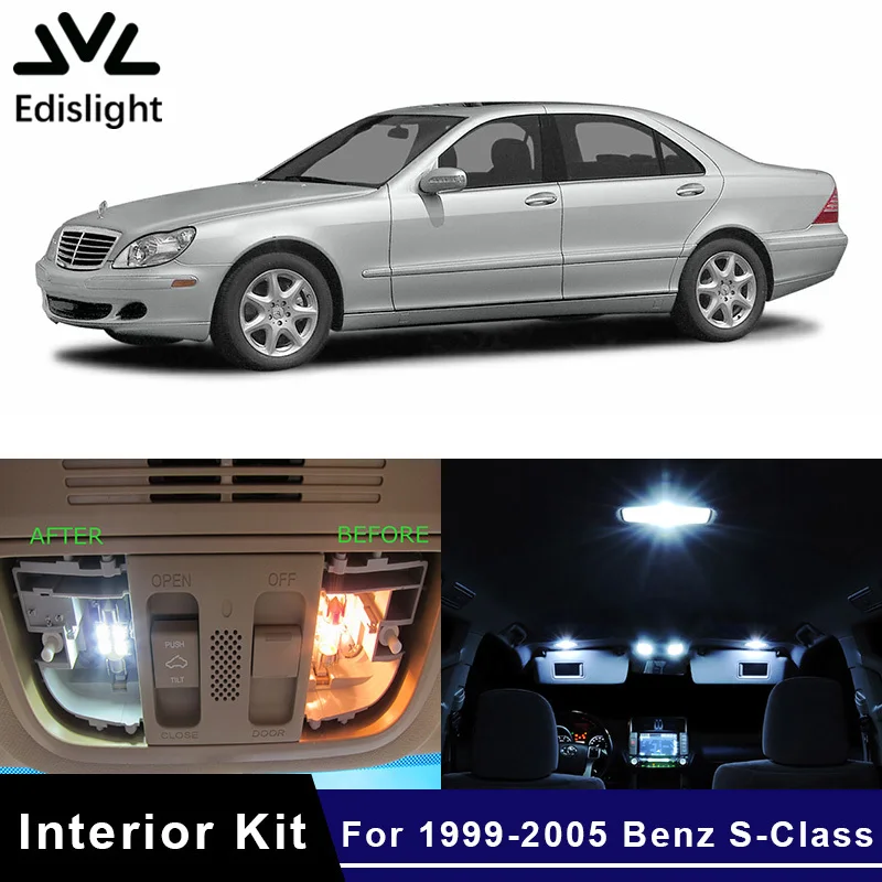 Edis светильник 21 шт. светодиодные лампы canbus автомобильные лампы внутренняя посылка комплект для 1999-2005 Mercedes Benz s-класс W220 карта купольная пластина светильник